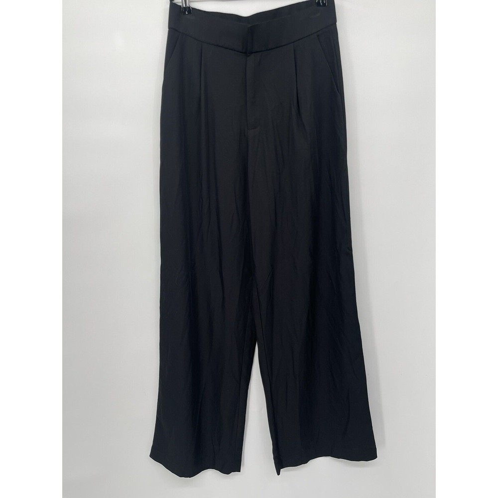 Ellison Medium Wide Leg Trousers Women Black High Rise Pleated KP1137-6‎